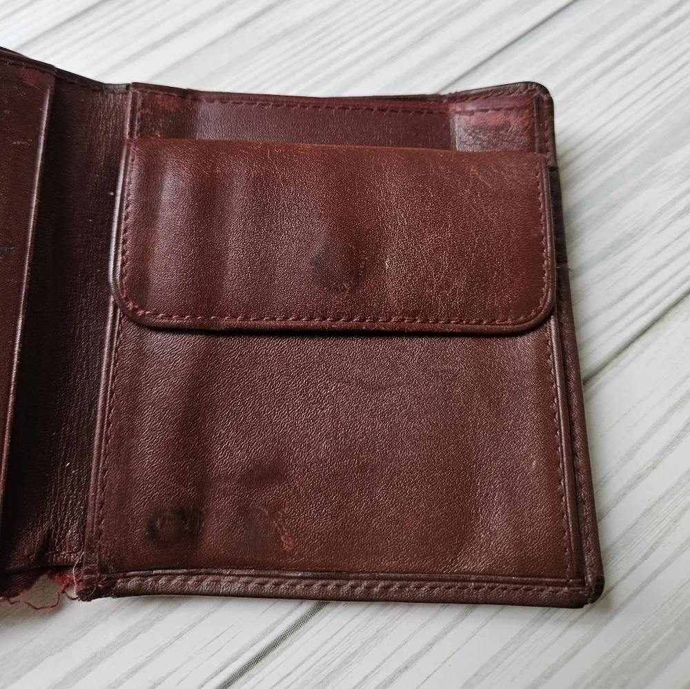 Cartier Vintage Must De Bi Fold Wallet with Coin Pouch in Burgundy Leather